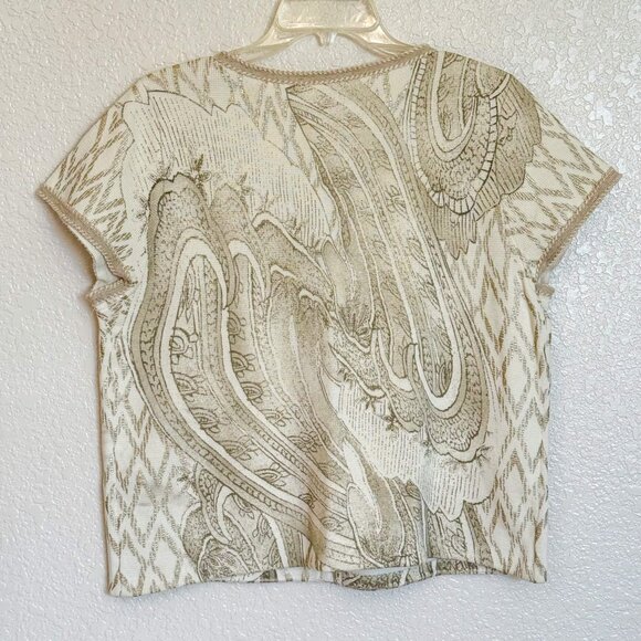 Chico's Beaded Foil-Print Cardigan Women's Size 2 L/12 Gold NEW with tag - Picture 4 of 13